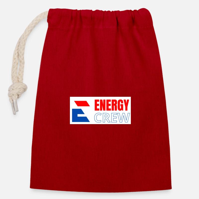 Logo der Energie-Crew 2 - Verschließbarer Geschenkbeutel aus Baumwolle (14x20cm) - Rot