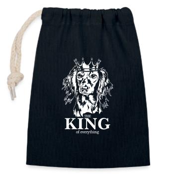 Langhaardackel King of everything Spruch Hunde - Verschließbarer Geschenkbeutel aus Baumwolle (14x20cm) - Navy - Vorne