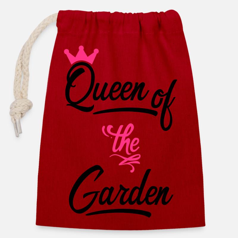 jardin - Sac cadeau en coton avec cordon (14 x 20 cm) - rouge