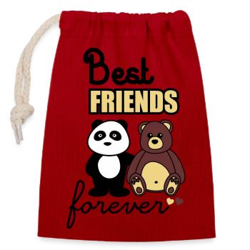 Best friends forever,meilleurs amis - Sac cadeau en coton avec cordon (14 x 20 cm) - rouge - Devant