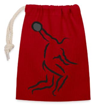Throwing discus - Closable cotton gift bag (14x20cm) - red - Front