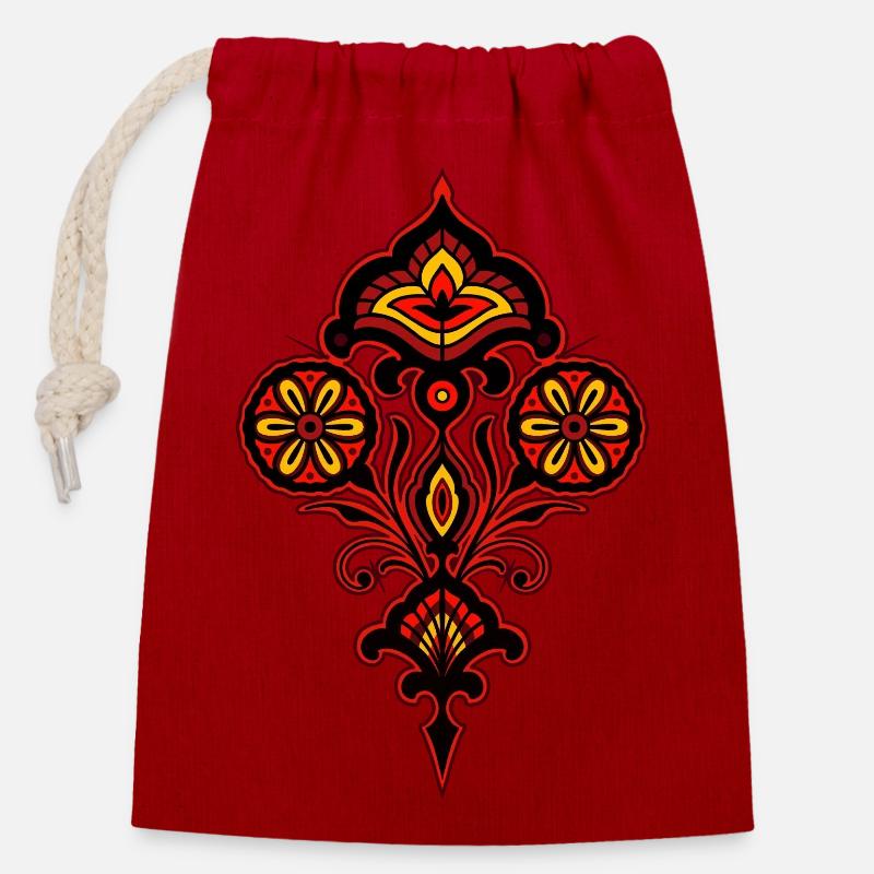Flower power - Sac cadeau en coton avec cordon (14 x 20 cm) - rouge