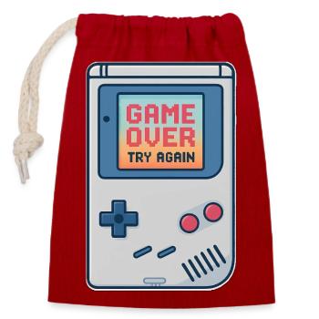 Retro Gaming Console Motif - Closable cotton gift bag (14x20cm) - red - Front