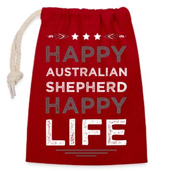 Happy Aussie Shepherd Life - Closable cotton gift bag (14x20cm) - red - Front