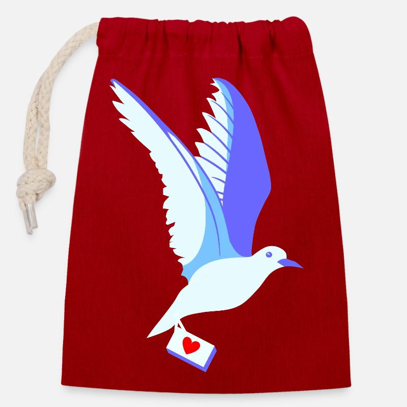 pigeon - Closable cotton gift bag (14x20cm) - red