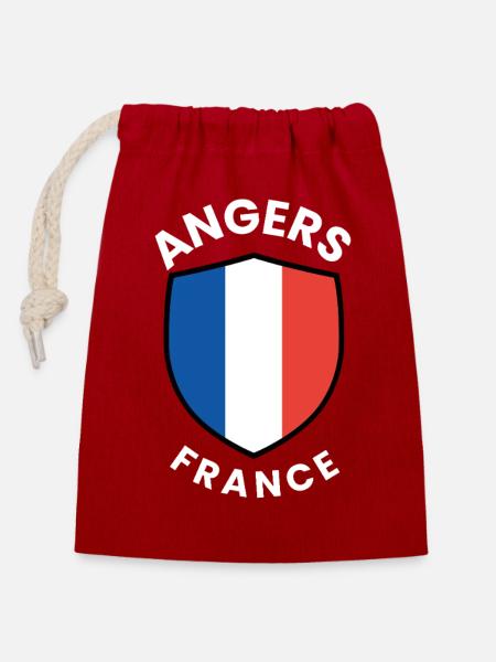 Emblème du bouclier d’Angers France - Sac cadeau en coton avec cordon (14 x 20 cm) - rouge