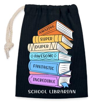 Reading Library Bookworm - Closable cotton gift bag (14x20cm) - navy - Front