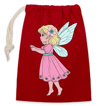 Süße Fee im rosa Kleid - Verschließbarer Geschenkbeutel aus Baumwolle (14x20cm) - Rot - Vorne