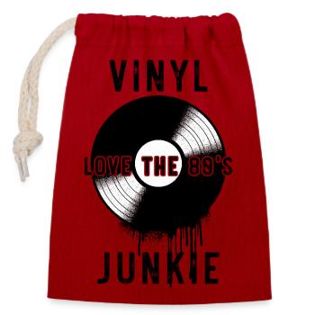 Vinyl Junkie Love The 80s Retro Record Player Art - Verschließbarer Geschenkbeutel aus Baumwolle (14x20cm) - Rot - Vorne