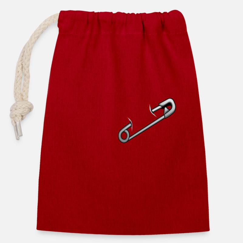 Epingle à Nourrice - Sac cadeau en coton avec cordon (14 x 20 cm) - rouge