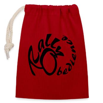 Conception d'obéissance de rallye pour le sport canin avec chien - Sac cadeau en coton avec cordon (14 x 20 cm) - rouge - Devant