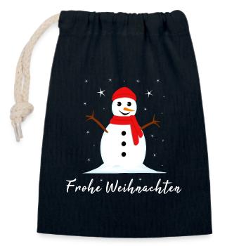Frohe Weihnachten - Verschließbarer Geschenkbeutel aus Baumwolle (14x20cm) - Navy - Vorne