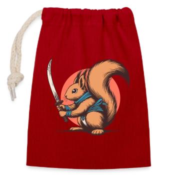 Eichhörnchen Klinge Lustige Tiere - Verschließbarer Geschenkbeutel aus Baumwolle (14x20cm) - Rot - Vorne