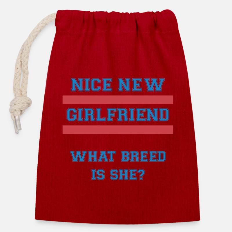 Girlfriend Quote - Closable cotton gift bag (14x20cm) - red