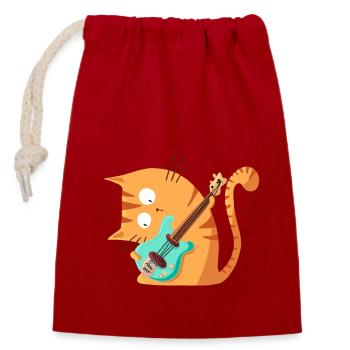 CatGuitare - Sac cadeau en coton avec cordon (14 x 20 cm) - rouge - Devant