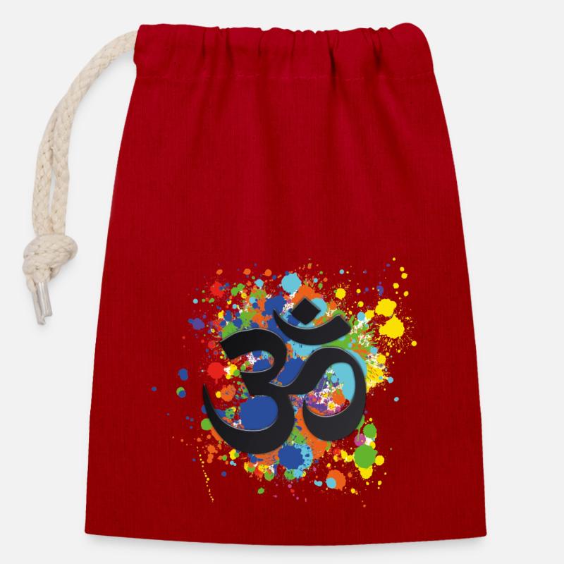 OM Symbol - Verschließbarer Geschenkbeutel aus Baumwolle (14x20cm) - Rot