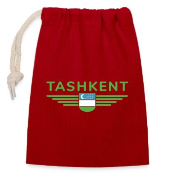 Taschkent T-Shirt – Usbekistans Herz - Verschließbarer Geschenkbeutel aus Baumwolle (14x20cm) - Rot - Vorne