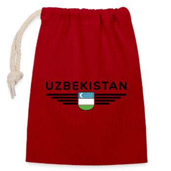 Usbekistan T-Shirt – Stolz und Kultur - Verschließbarer Geschenkbeutel aus Baumwolle (14x20cm) - Rot - Vorne