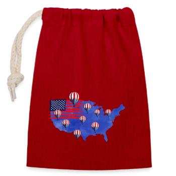 Amerika Heißluftballon Flagge - Verschließbarer Geschenkbeutel aus Baumwolle (14x20cm) - Rot - Vorne
