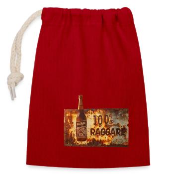 100% Raggare – Rustic beer feeling - Closable cotton gift bag (14x20cm) - red - Front