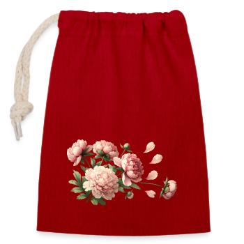 Romantic pink peonies - Closable cotton gift bag (14x20cm) - red - Front