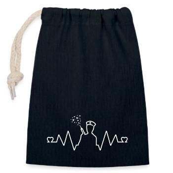 rythme cardiaque soins infirmiers,infirmières - Sac cadeau en coton avec cordon (14 x 20 cm) - bleu marine - Devant