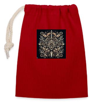 Motif mandala avec couteau - Sac cadeau en coton avec cordon (14 x 20 cm) - rouge - Devant