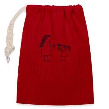 Mutter und Tochter - Verschließbarer Geschenkbeutel aus Baumwolle (14x20cm) - Rot - Vorne
