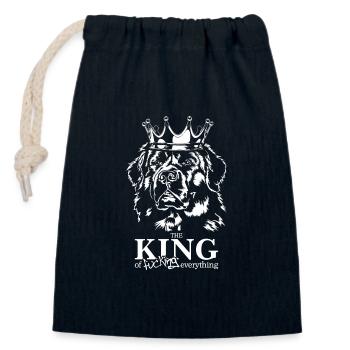 Terre-Neuve Roi de tout Chiens Disant - Sac cadeau en coton avec cordon (14 x 20 cm) - bleu marine - Devant