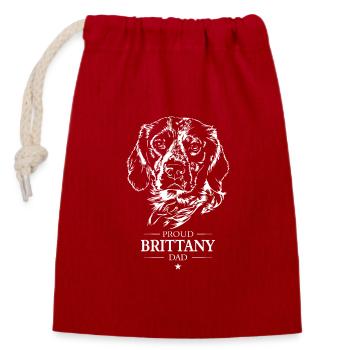 Bretagne fier papa Epagneul Breton Chiens Wilsigns - Sac cadeau en coton avec cordon (14 x 20 cm) - rouge - Devant