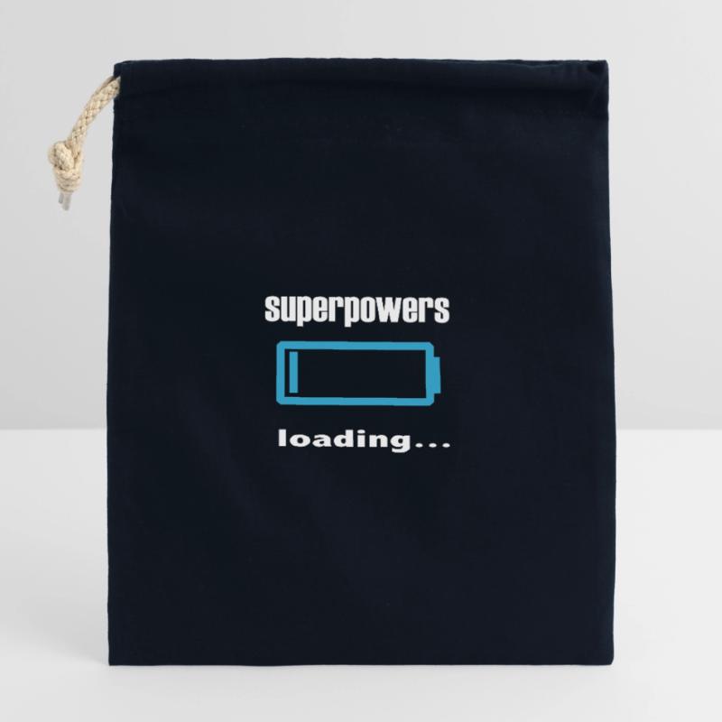 superpowers loading... Closable cotton gift bag (14x20cm)