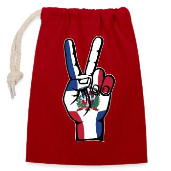Dominican Republic Victory Symbol - Closable cotton gift bag (14x20cm) - red - Front
