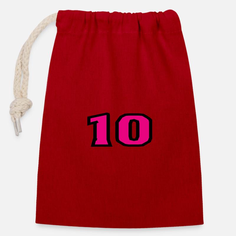 10. 10 JAHRE. 10-JÄHRIGES JUBILÄUM. 10-JÄHRIGES JUBILÄUM. - Verschließbarer Geschenkbeutel aus Baumwolle (14x20cm) - Rot