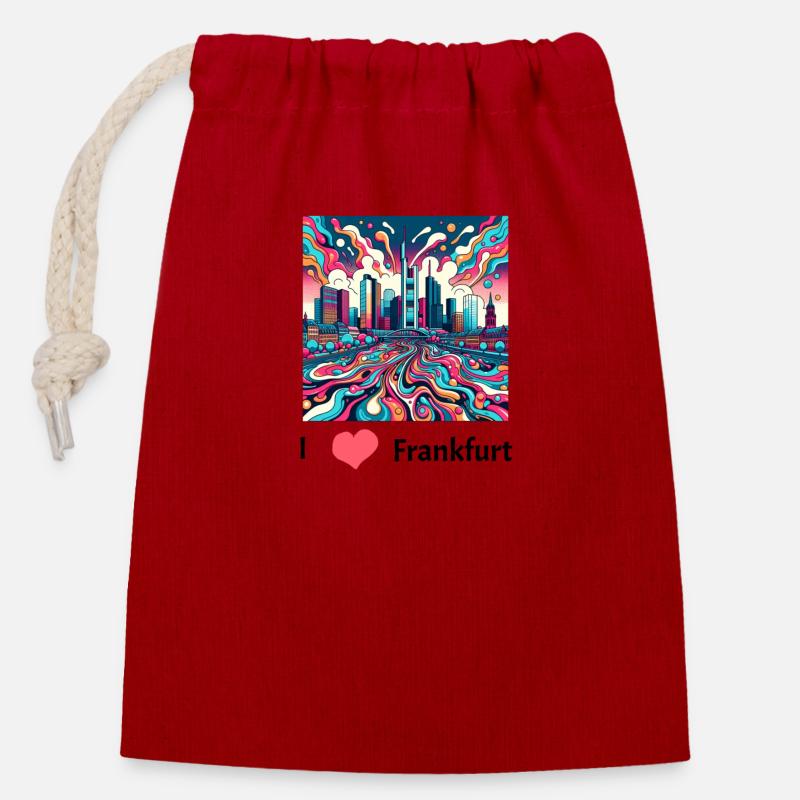 frankfurt - Verschließbarer Geschenkbeutel aus Baumwolle (14x20cm) - Rot