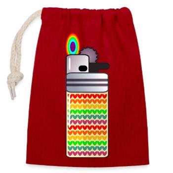RAINBOW - LIGHTER SMOKING - Closable cotton gift bag (14x20cm) - red - Front