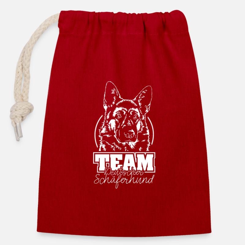TEAM DEUTSCHER SCHÄFERHUND Wilsigns Hundesport - Verschließbarer Geschenkbeutel aus Baumwolle (14x20cm) - Rot