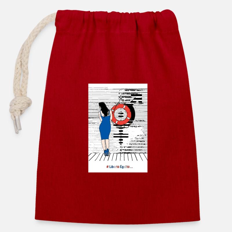 #LibertéÉgalité... - Verschließbarer Geschenkbeutel aus Baumwolle (14x20cm) - Rot