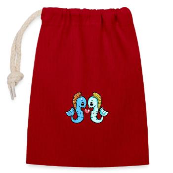 Seahorse Couple Valentine's Day - Closable cotton gift bag (14x20cm) - red - Front