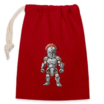 Gladiateur spartiate - Sac cadeau en coton avec cordon (14 x 20 cm) - rouge - Devant