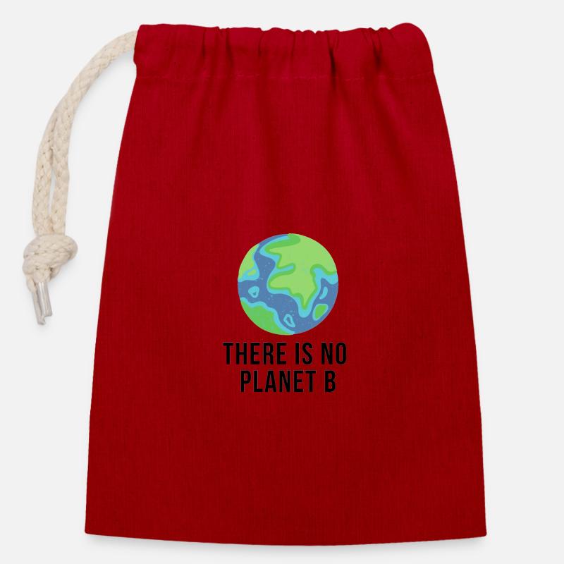 There is no planet b - Verschließbarer Geschenkbeutel aus Baumwolle (14x20cm) - Rot