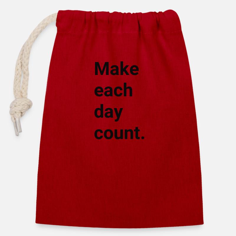 Faites en sorte que chaque jour compte - Sac cadeau en coton avec cordon (14 x 20 cm) - rouge
