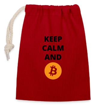 Keep calm and Bitcoin - Closable cotton gift bag (14x20cm) - red - Front