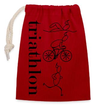 Triathlon - Sac cadeau en coton avec cordon (14 x 20 cm) - rouge - Devant
