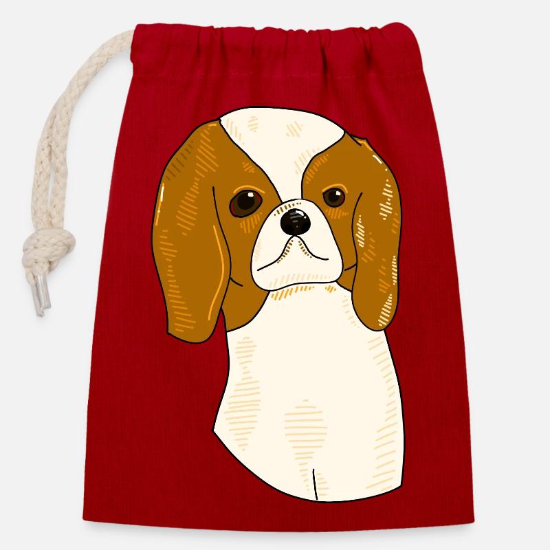 graphic dog design - Closable cotton gift bag (14x20cm) - red