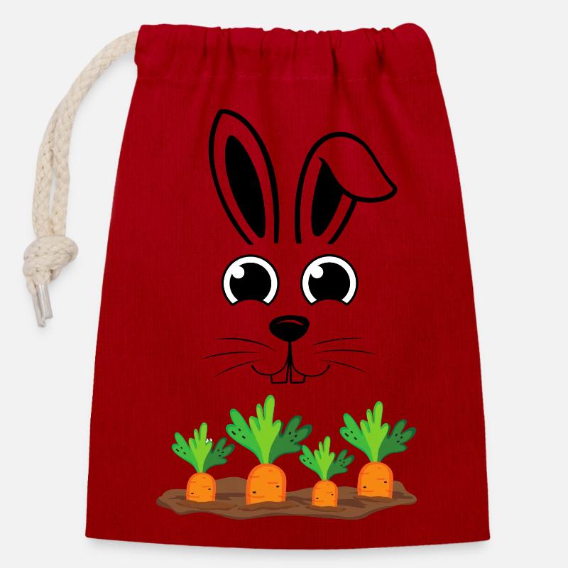 Lièvre - Sac cadeau en coton avec cordon (14 x 20 cm) - rouge