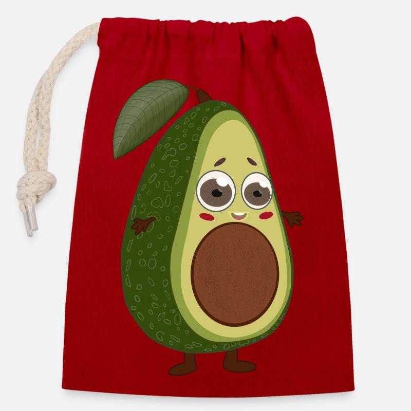 Sweet Avocado - Closable cotton gift bag (14x20cm) - red