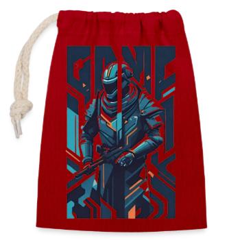 Cyber Soldier - Closable cotton gift bag (14x20cm) - red - Front
