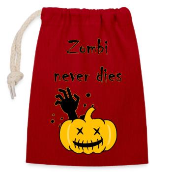 Zombi never dies - Closable cotton gift bag (14x20cm) - red - Front