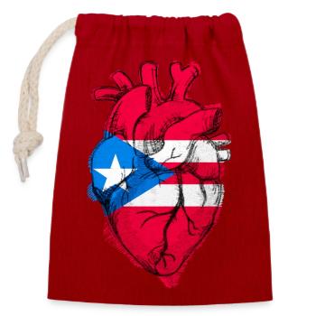Drapeau de cœur de Porto Rico gratuit - Montrez l’amour pour Puerto - Sac cadeau en coton avec cordon (14 x 20 cm) - rouge - Devant