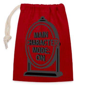 Mode personnage principal activé - Soyez la star de votre vie - Sac cadeau en coton avec cordon (14 x 20 cm) - rouge - Devant